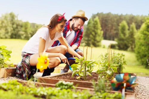 Landscaping team maintaining a safe outdoor work environment